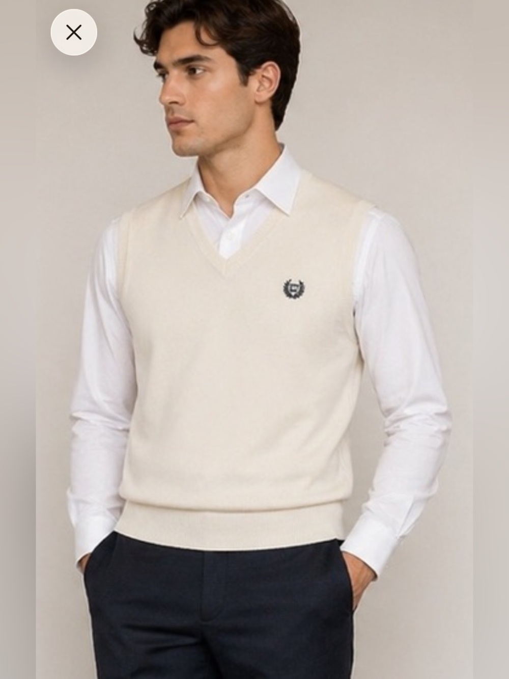 NWOT Chaps Men's V-Neck Cream Sweater Vest